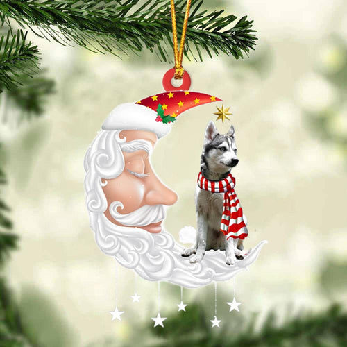 Alaskan Klee Kai With Santa Christmas Ornament Dog Christmas Ornament