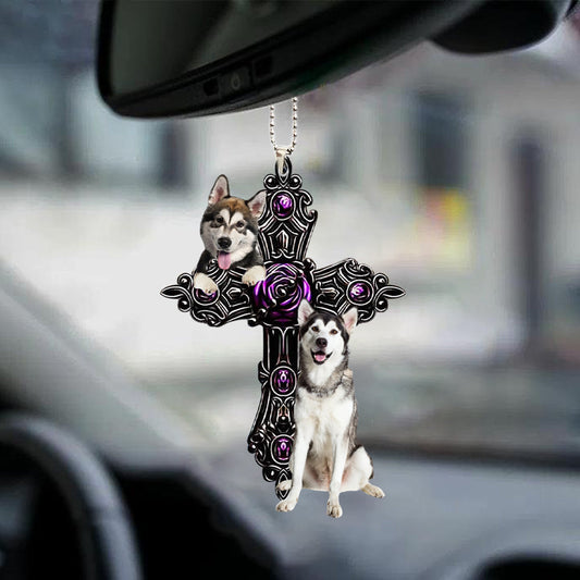 Alaskan Malamute Pray For God Car Hanging Ornament Dog Pray For God Ornament Godmerch