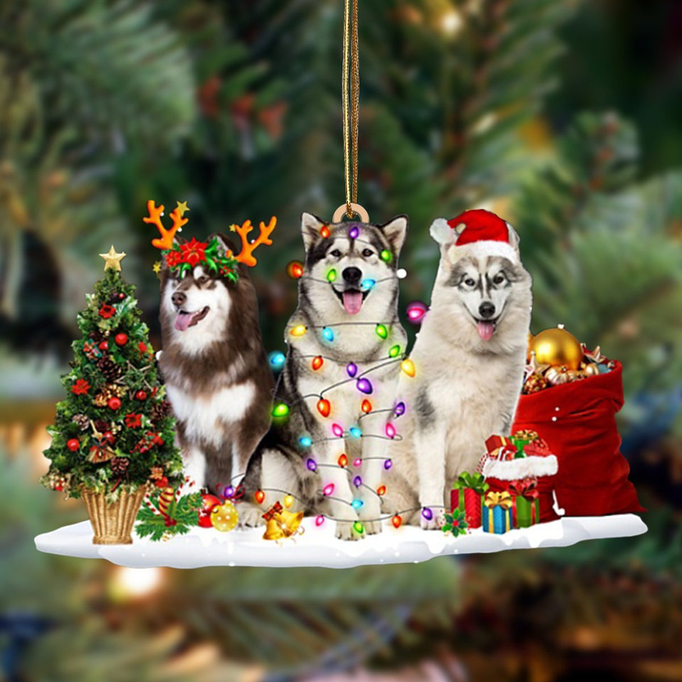 Ornament- Alaskan Malamute-Christmas Dog Friends Hanging Ornament, Happy Christmas Ornament, Car Ornament