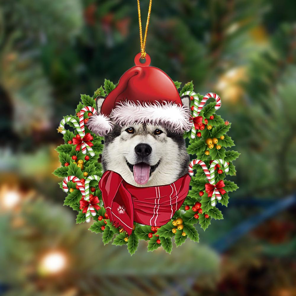 Godmerch- Ornament- Alaskan Malamute-Xmas Bandana Hanging Ornament, Happy Christmas Ornament, Car Ornament