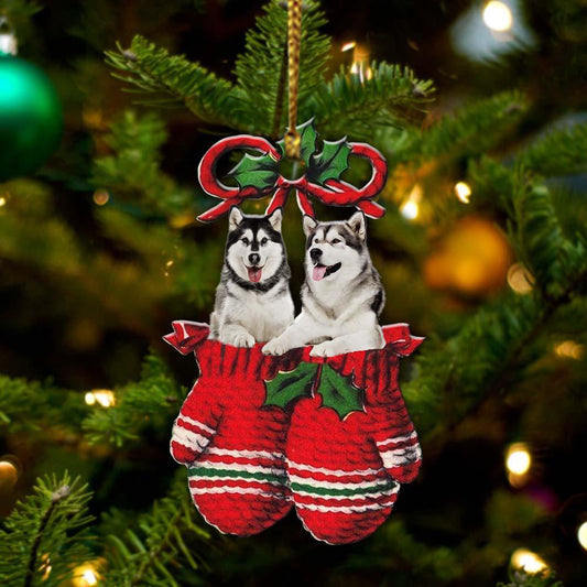 Alaskan Malamute Inside Your Gloves Christmas Holiday-Two Sided Ornament, Christmas Ornament, Car Ornament