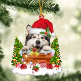 Alaskan Malamute In The Chimney Hanging Ornament Dog Christmas Ornament
