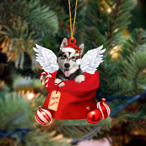 Alaskan Malamute Angel Gift From Santa Christmas Ornament, Dog Flat Acrylic Ornament