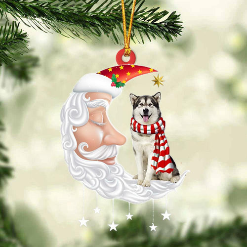 Alaskan Malamute With Santa Christmas Ornament Dog Christmas Ornament