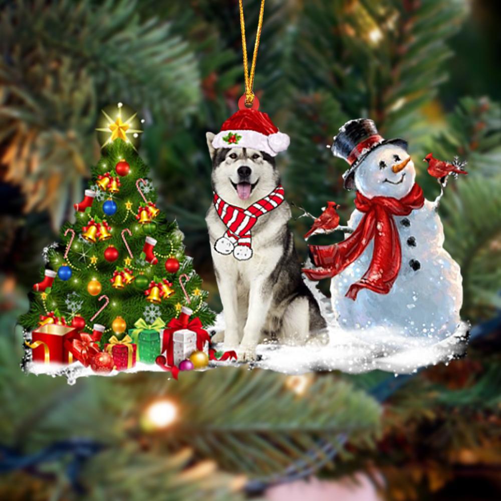 Godmerch- Ornament- Alaskan Malamute Christmas Snow Hanging Ornament Dog Ornament, Car Ornament, Christmas Ornament