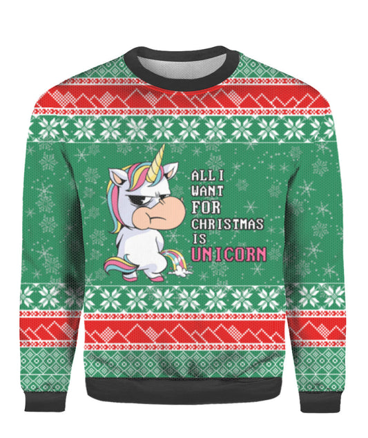 All I Want For Christmas Is A Unicorn Ugly Christmas Sweater 
