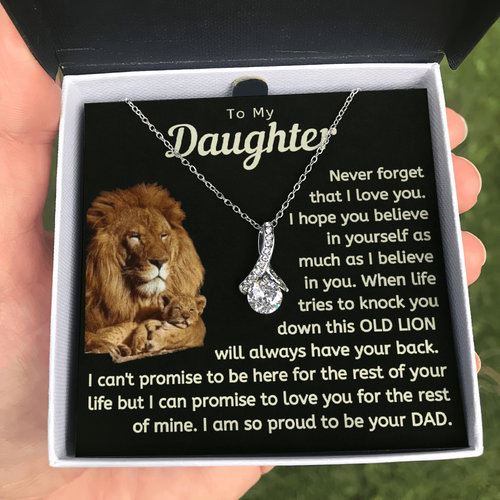 Daughter This Old Lion Will Always Have Your Back Necklace - Necklace for Daughter, Alluring Beauty Necklace