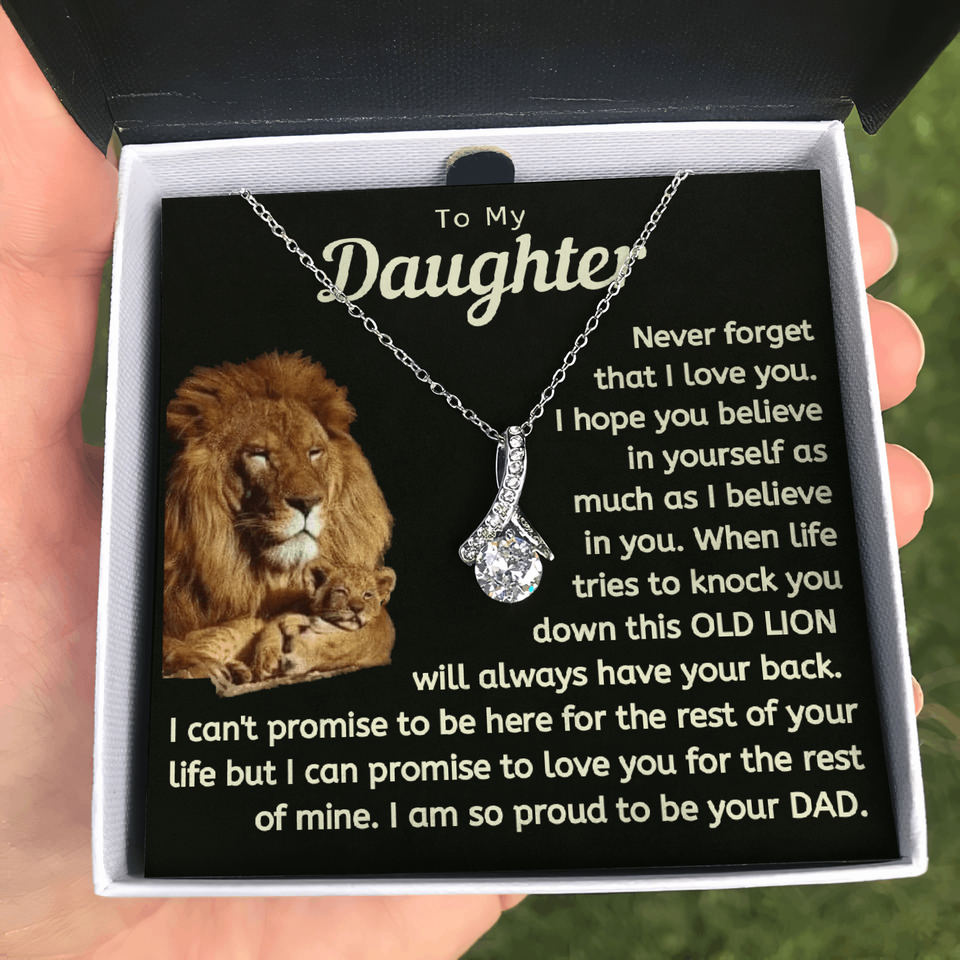 Daughter This Old Lion Will Always Have Your Back Necklace - Necklace for Daughter, Alluring Beauty Necklace