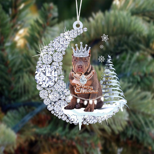 American Bully Diamond Moon Merry Christmas Ornaments Christmas Gift For Dog Lover