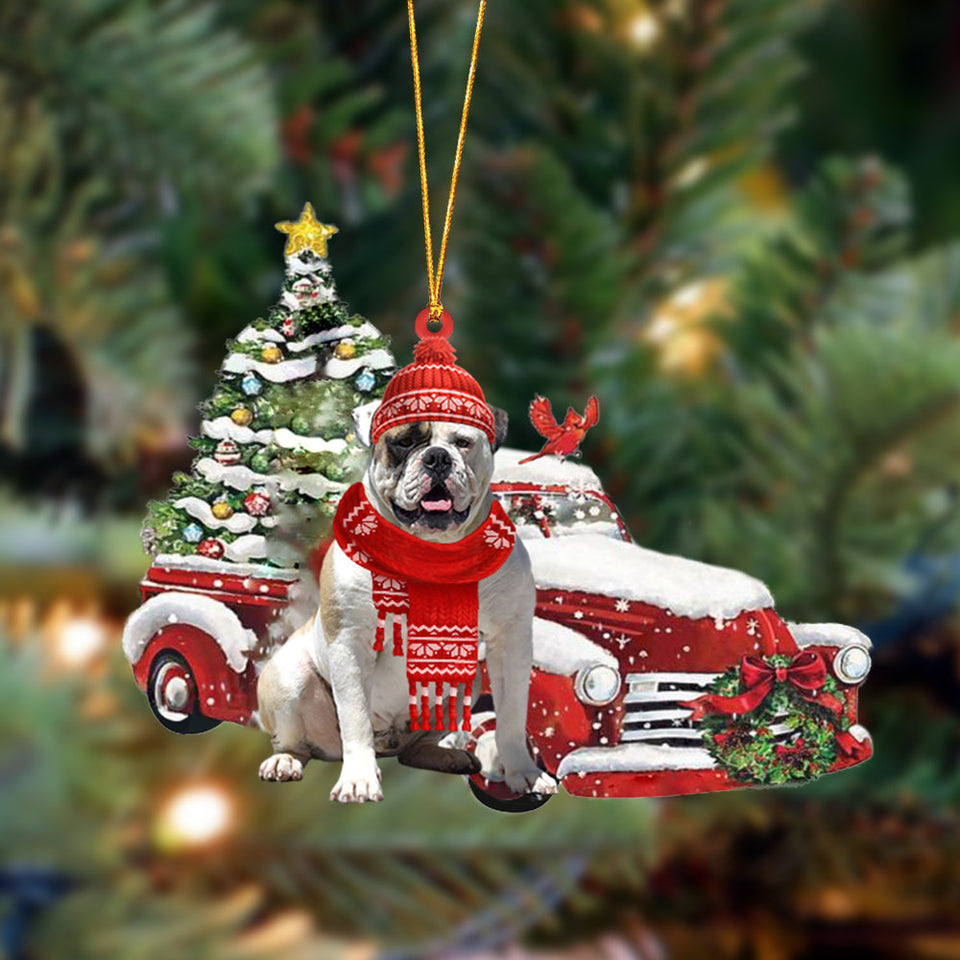 Godmerch- Ornament- American Bulldog-Christmas Car Two Sided Ornament, Happy Christmas Ornament, Car Ornament