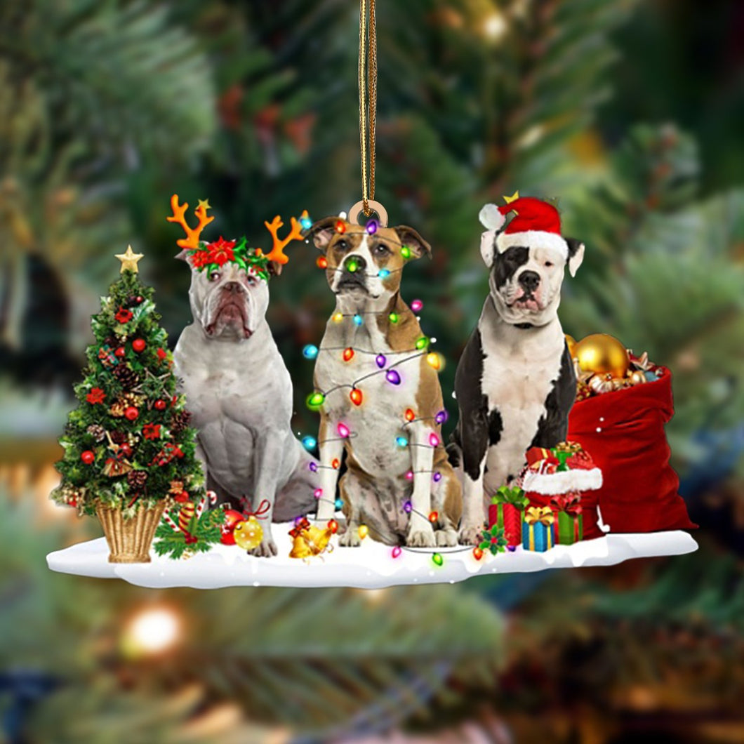 American Bulldog-Christmas Dog Friends Hanging Ornament