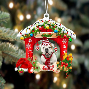 Ornament- American Bulldog-Christmas House Two Sided Ornament, Happy Christmas Ornament, Car Ornament