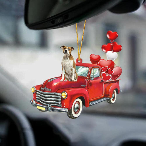 American Bulldog-Red Sports Car-Two Sided Ornament