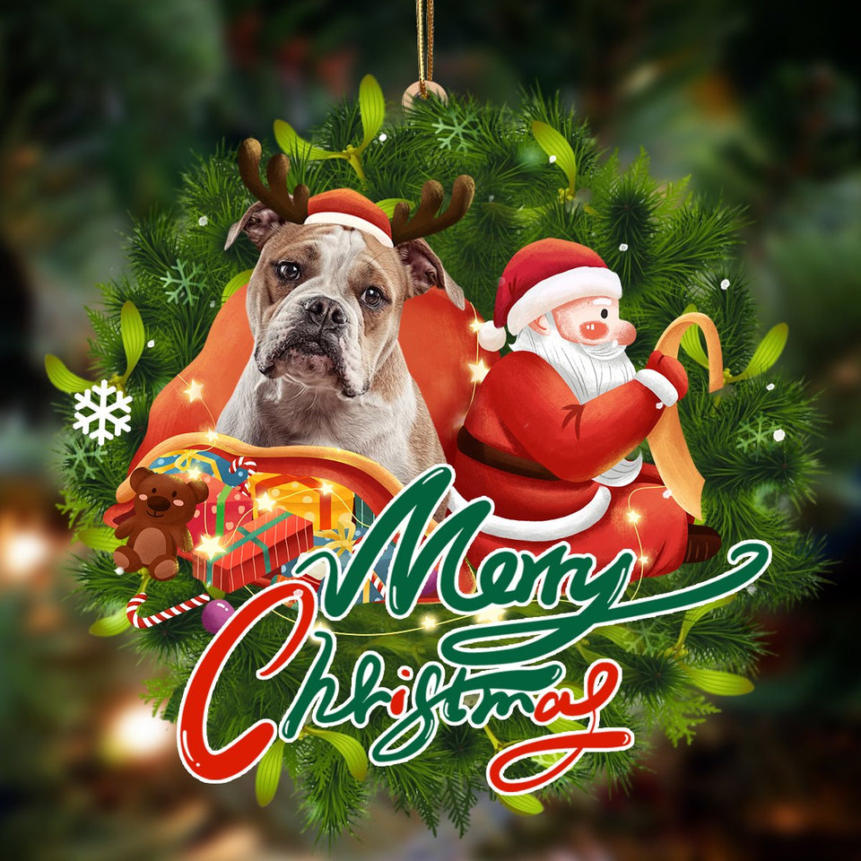 Godmerch- Ornament- American Bulldog-Santa & dog Hanging Ornament, Happy Christmas Ornament, Car Ornament