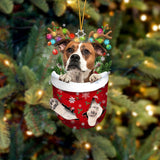 American Bulldog 1 In Snow Pocket Christmas Ornament Flat Acrylic Dog Ornament