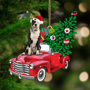 Godmerch- Ornament- American Bulldog 3-Pine Truck Hanging Ornament, Happy Christmas Ornament, Car Ornament