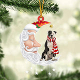 American Bulldog With Santa Christmas Ornament Dog Christmas Ornament