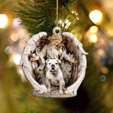 American Bulldog(8)-Angel Hug Winter Love Two Sided Ornament