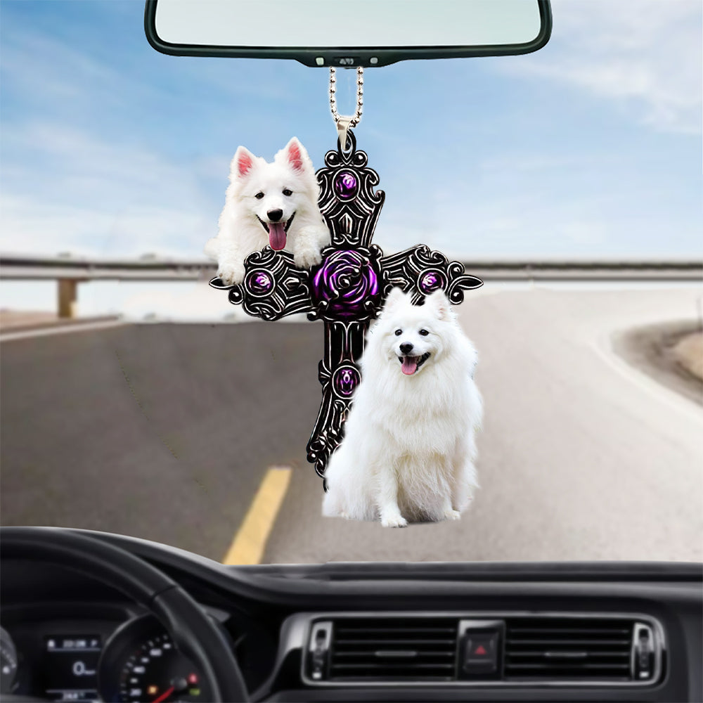 American Eskimo Pray For God Car Hanging Ornament Dog Pray For God Ornament Godmerch