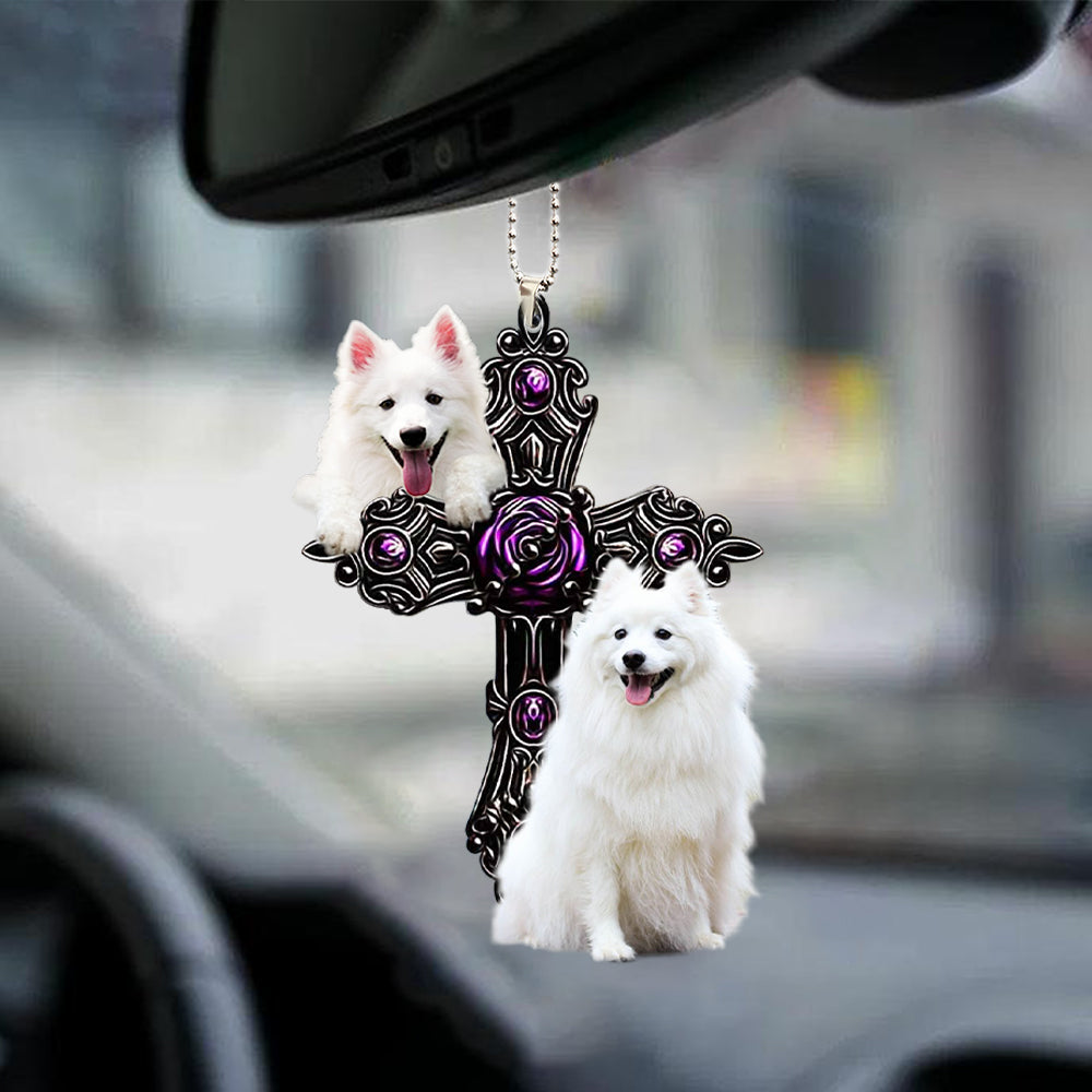 American Eskimo Pray For God Car Hanging Ornament Dog Pray For God Ornament Godmerch