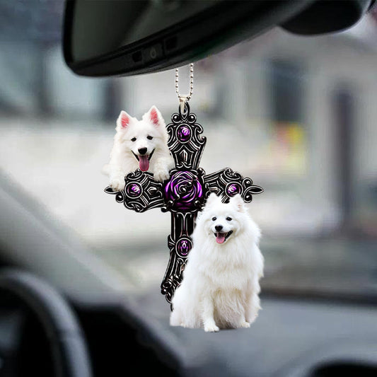 American Eskimo Pray For God Car Hanging Ornament Dog Pray For God Ornament Godmerch