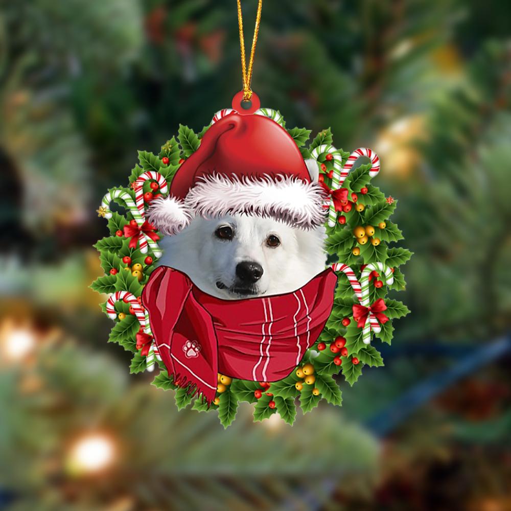 Godmerch- Ornament- American Eskimo-Xmas Bandana Hanging Ornament, Happy Christmas Ornament, Car Ornament
