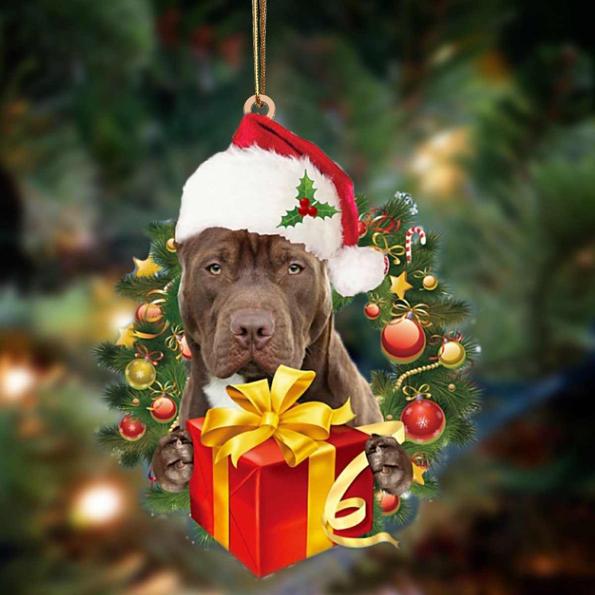 American Pit Bull Terrier-Dogs Give Gifts Hanging Ornament