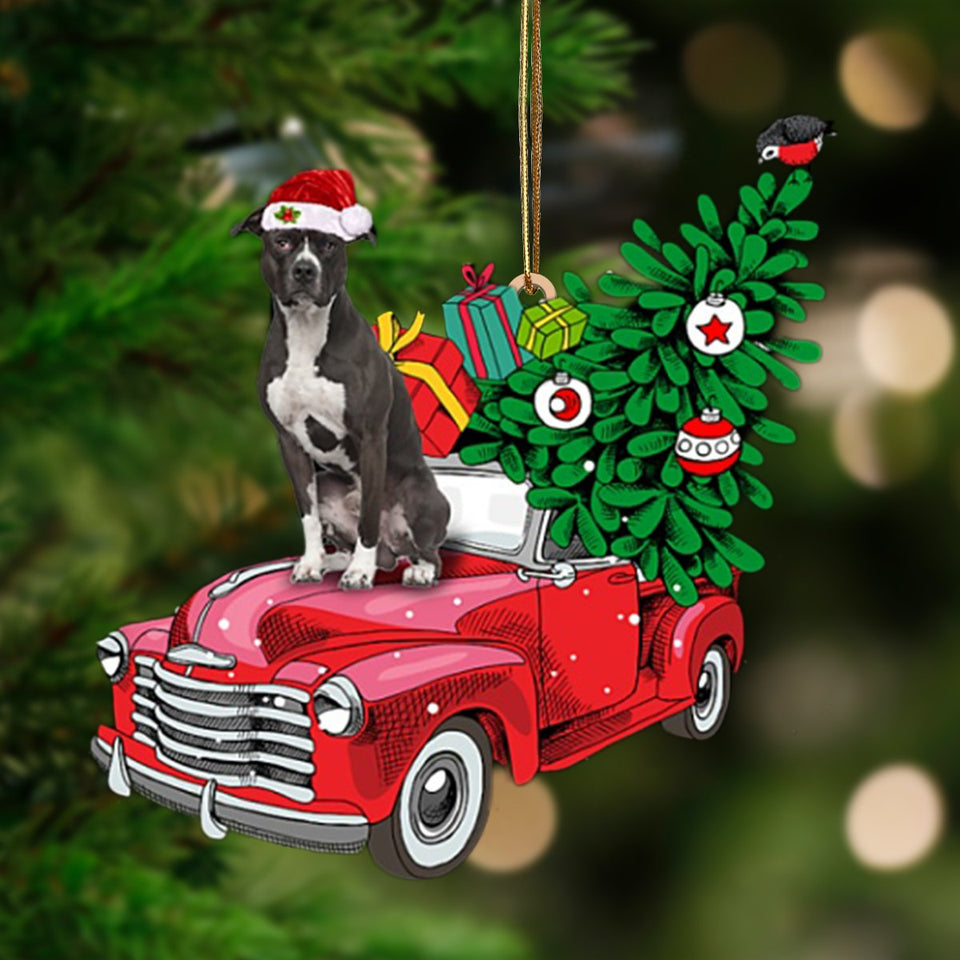American Pitbull Terrier 1-Pine Truck Hanging Ornament