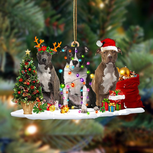 American Staffordshire Terrier-Christmas Dog Friends Hanging Ornament, Christmas Ornament, Car Ornament