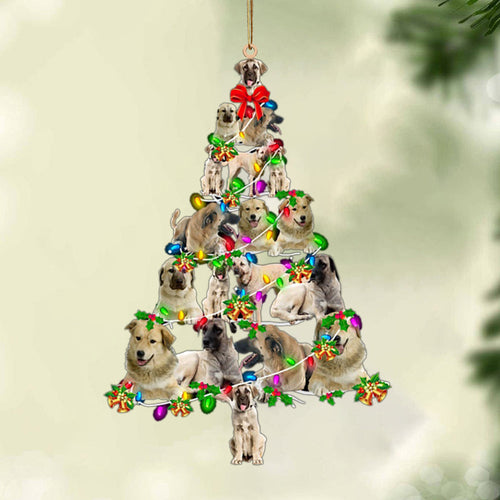 Ornament- Anatolian Shepherd-Christmas Tree Lights-Two Sided Ornament, Happy Christmas Ornament, Car Ornament