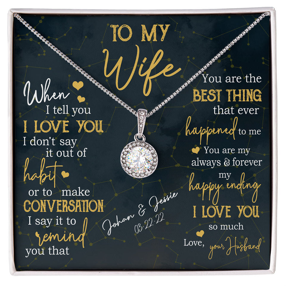 Anniversary Wedding Gift For Wife Personalized Eternal Hope Necklace