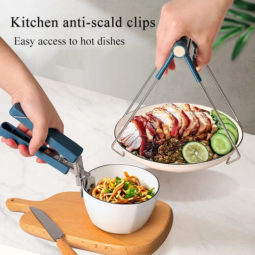 Stainless Steel Hot Bowl Dish Plate Gripper Clips - Clamp for Moving Hot Plate or Bowls with Food Out from Microwave Oven Kitchen Tools