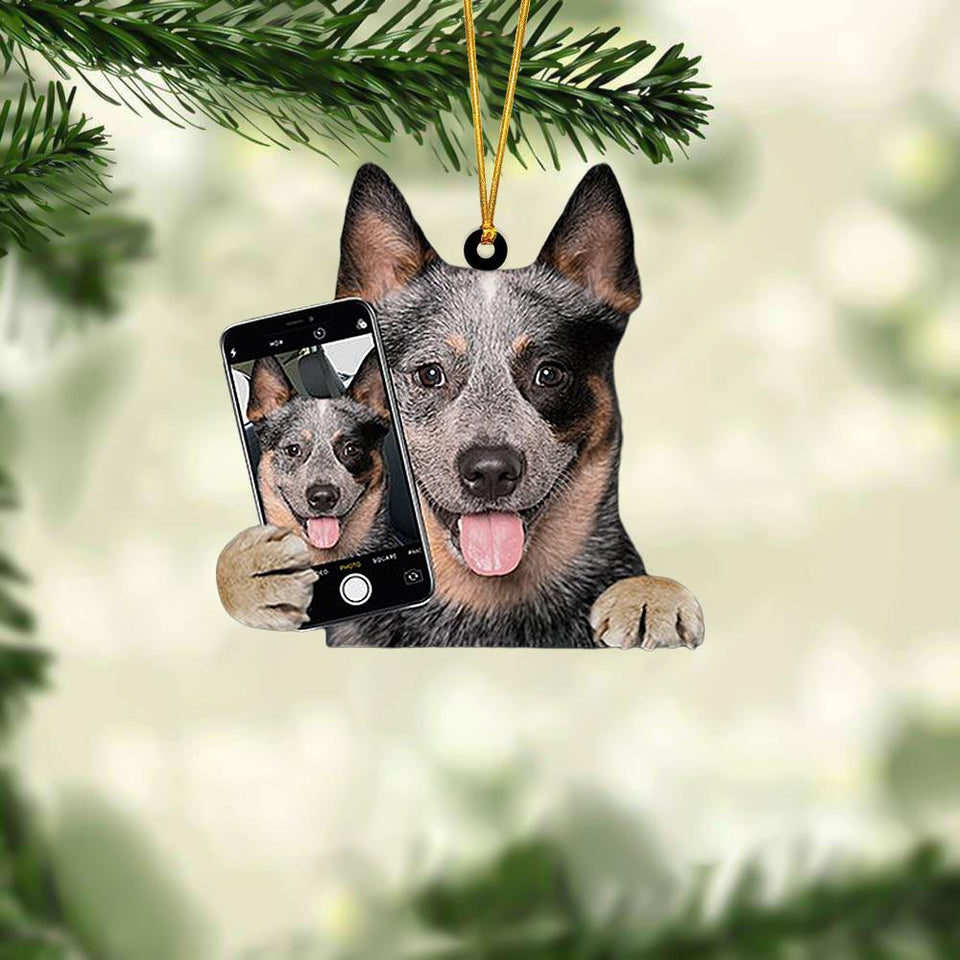 Australian Cattle Do You Like My Selfie Hanging Ornament Funny Dog Christmas Ornament