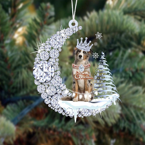 Australian Shepherd Diamond Moon Merry Christmas Ornament Christmas Gift For Dog Lover