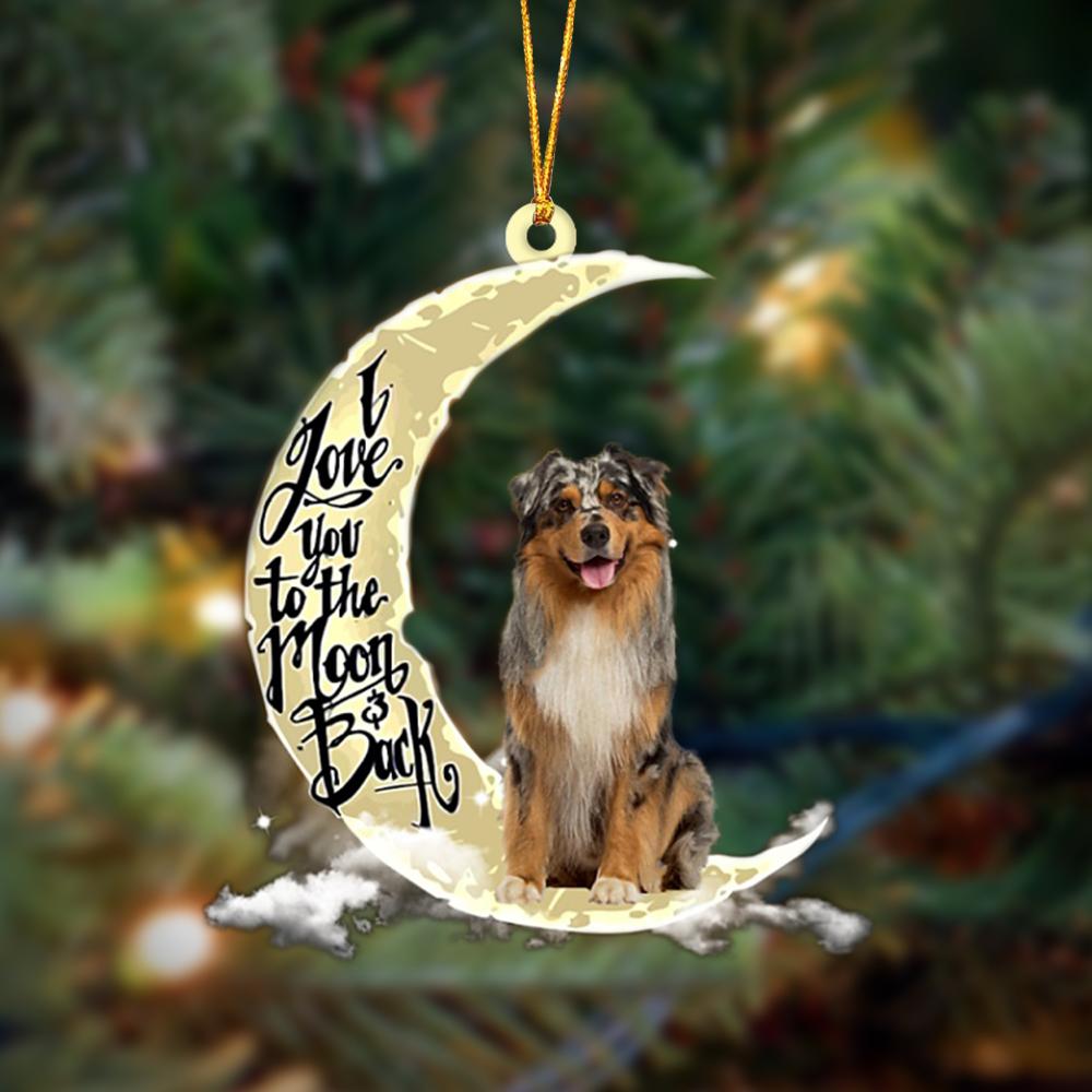 Godmerch- Australian Shepherd I Love You To The Moon And Back Hanging Ornament, Car Ornament, Christmas Ornament