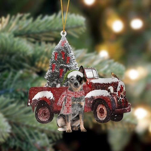 Ornament- Australian Cattle Dog-Christmas Truck Two Sided Ornament, Happy Christmas Ornament, Car Ornament