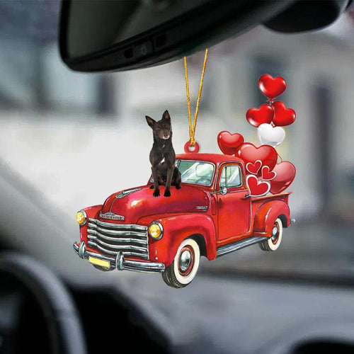 Australian Kelpie-Red Sports Car-Two Sided Ornament