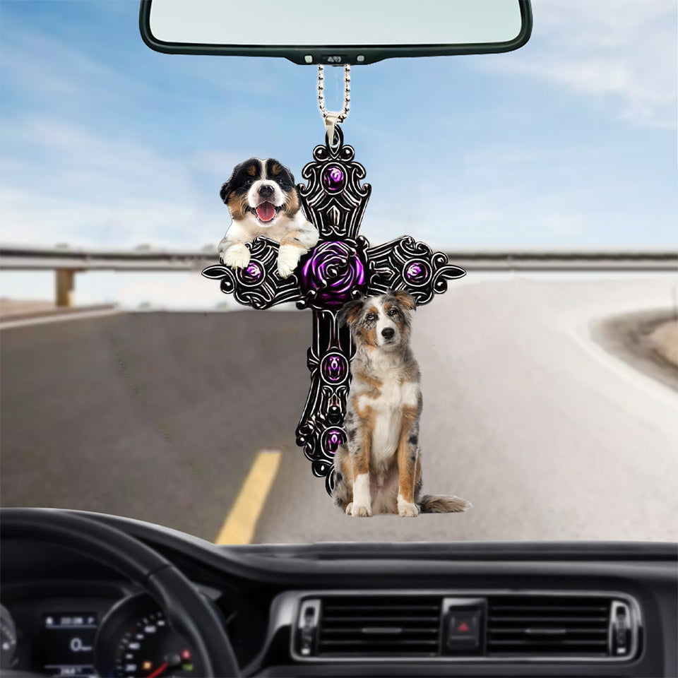 Australian Shepherd Pray For God Car Hanging Ornament Dog Pray For God Ornament Godmerch