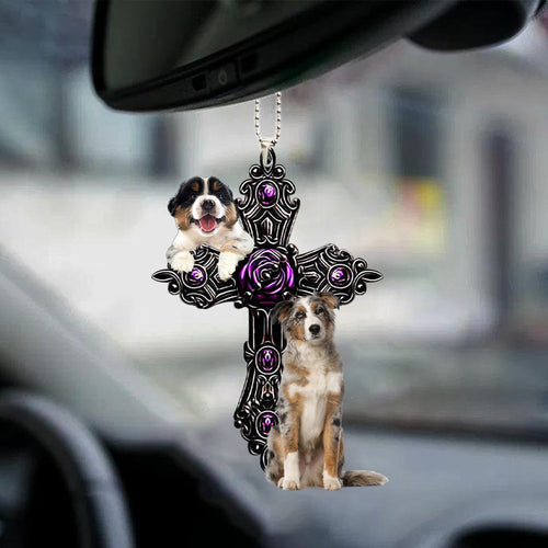 Australian Shepherd Pray For God Car Hanging Ornament Dog Pray For God Ornament Godmerch