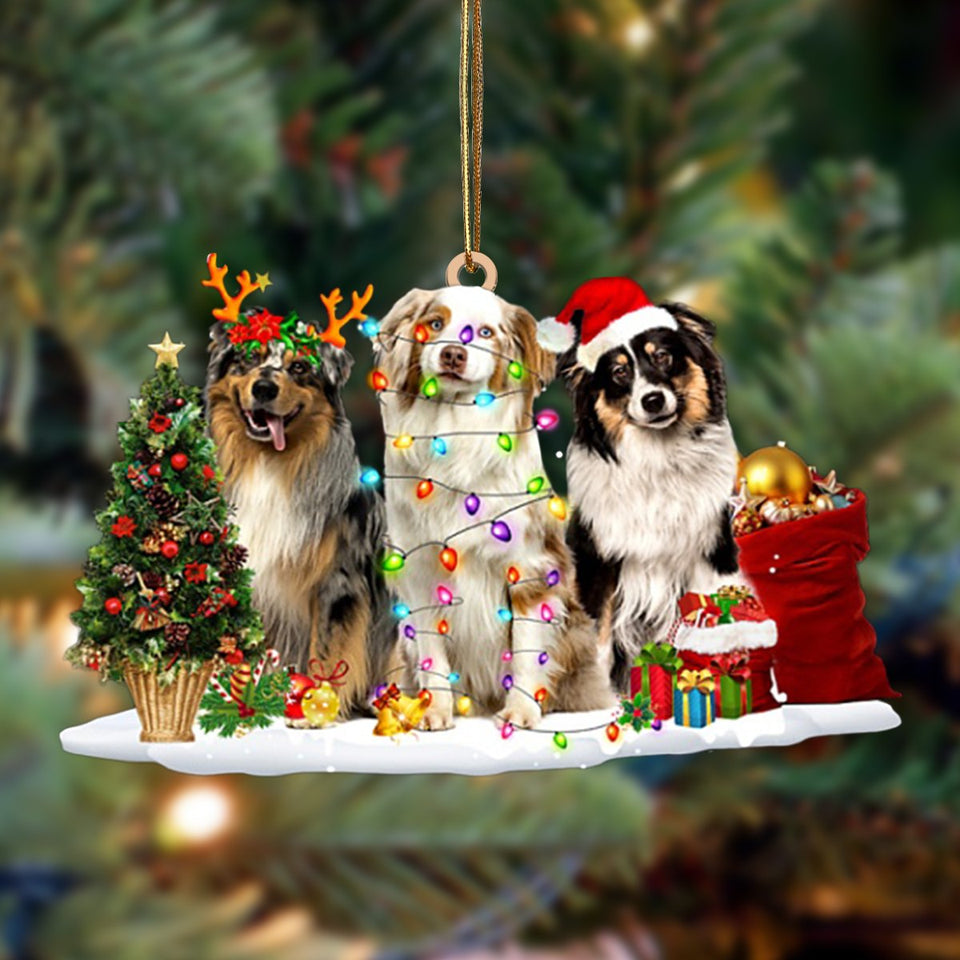 Ornament- Australian Shepherd-Christmas Dog Friends Hanging Ornament, Happy Christmas Ornament, Car Ornament