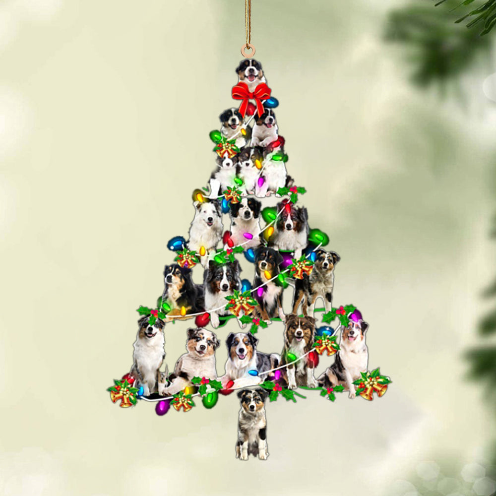 Ornament- Australian Shepherd-Christmas Tree Lights-Two Sided Ornament, Christmas Ornament, Car Ornament