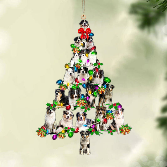 Ornament- Australian Shepherd-Christmas Tree Lights-Two Sided Ornament, Christmas Ornament, Car Ornament