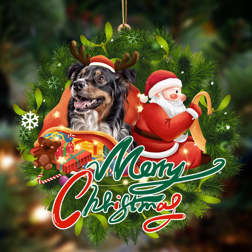 Godmerch- Ornament- Australian Shepherd-Santa & dog Hanging Ornament, Happy Christmas Ornament, Car Ornament