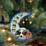 Australian Shepherd-Sleep On The Moon Christmas Two Sided Ornament, Christmas Ornament, Car Ornament