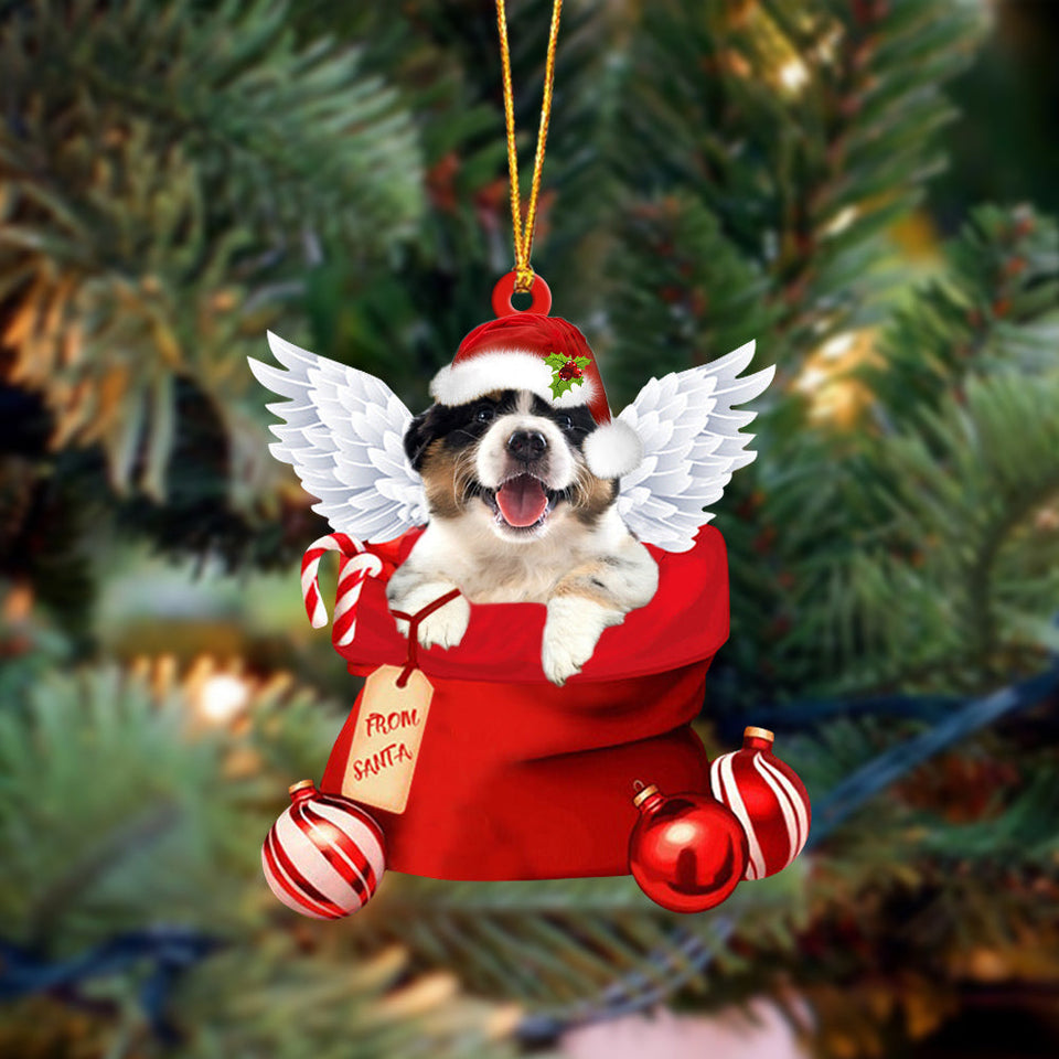 Australian Shepherd000 Angel Gift From Santa Christmas Ornament, Dog Flat Acrylic Ornament