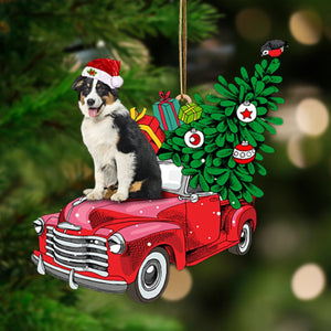 Godmerch- Ornament- Australian Shepherd 2-Pine Truck Hanging Ornament, Happy Christmas Ornament, Car Ornament