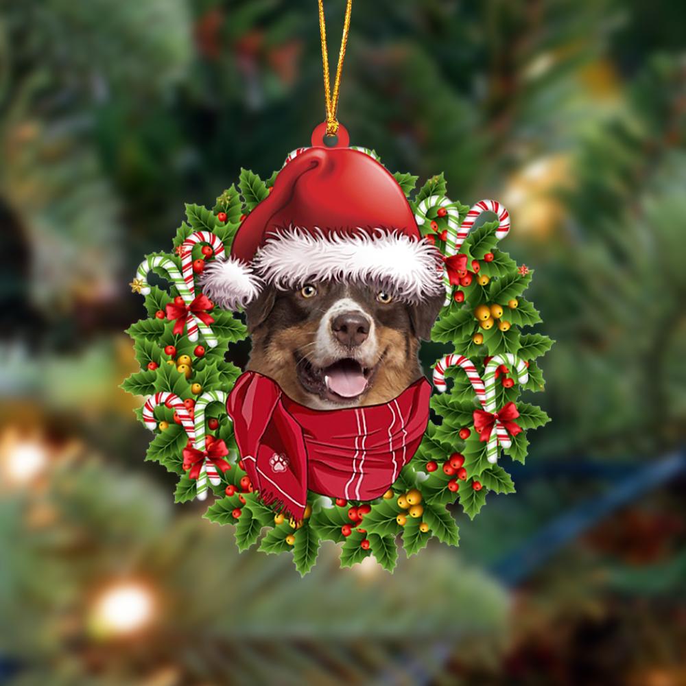 Ornament- Australian Shepherd 3-Xmas Bandana Hanging Ornament, Happy Christmas Ornament, Car Ornament