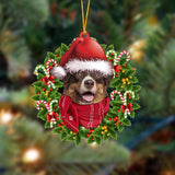 Ornament- Australian Shepherd 3-Xmas Bandana Hanging Ornament, Happy Christmas Ornament, Car Ornament