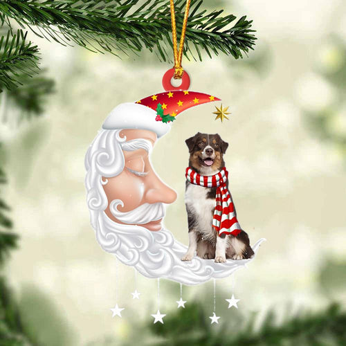 Australian Shepherd 3 With Santa Christmas Ornament Dog Christmas Ornament