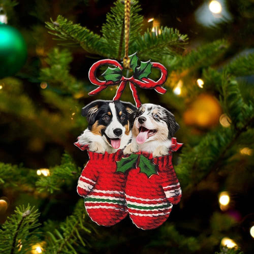 Australian Shepherd Inside Your Gloves Christmas Holiday-Two Sided Ornament, Christmas Ornament, Car Ornament